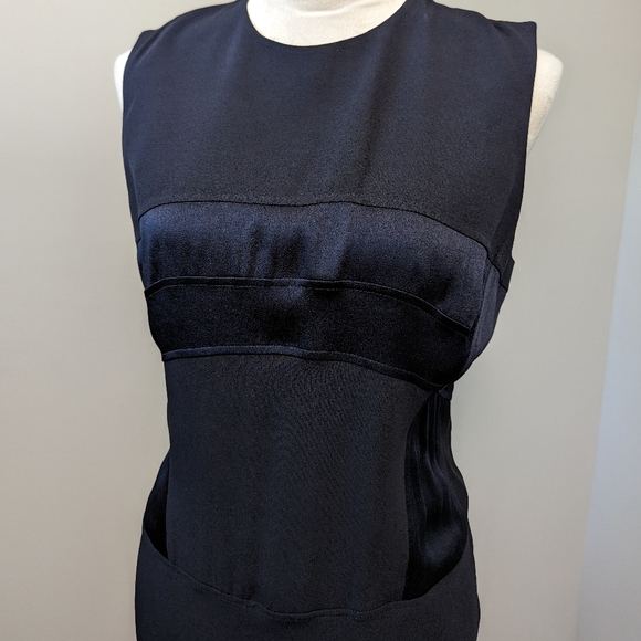 JOSEPH Navy Satin Crepe Midi Dress - Picture 12 of 14